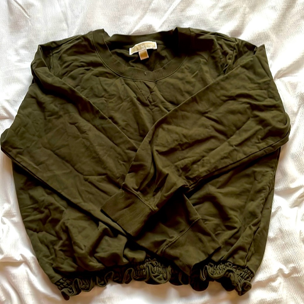 MICHAEL- Michael Kors Ruche bottom crewneck- green